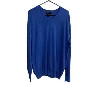Quiet luxury silk linen sweater Banana Republic blue v‎ neck XL